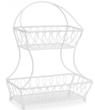 Gourmet Basics by Mikasa White 2-Tier Flatback Storage Basket