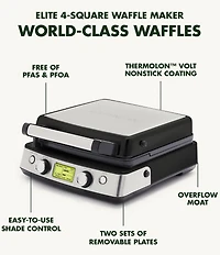 GreenPan Elite Ceramic Nonstick 4-Square Waffle Maker