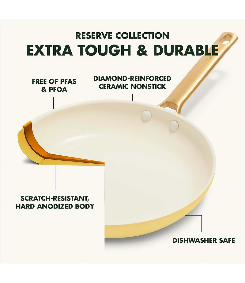 GreenPan Reserve Ceramic Nonstick 10#double; & 12#double; Yellow Frypan Set