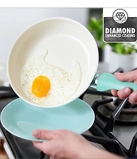 GreenPan Rio 16-Piece Turquoise with Cream Interior Cookware Set