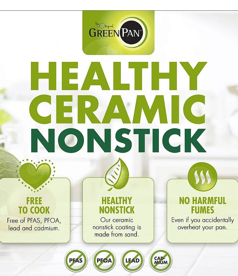 GreenPan Rio 16-Piece Turquoise with Cream Interior Cookware Set