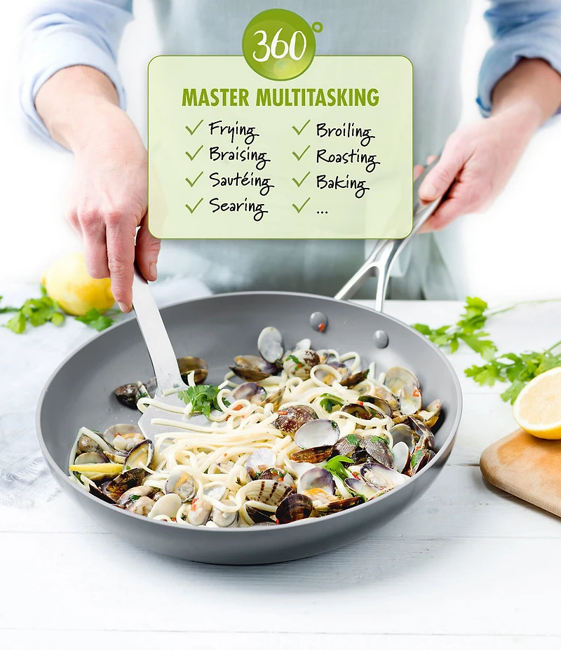 GreenPan Valencia Pro Magneto Ceramic Non-Stick 4.5-Quart Covered Saute Pan with Helper Handle