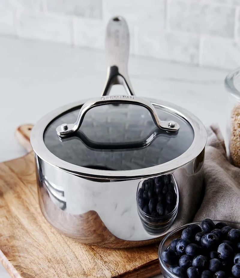 GreenPan Valencia Pro Stainless Saucepan with Lid, 1.6 Qt.