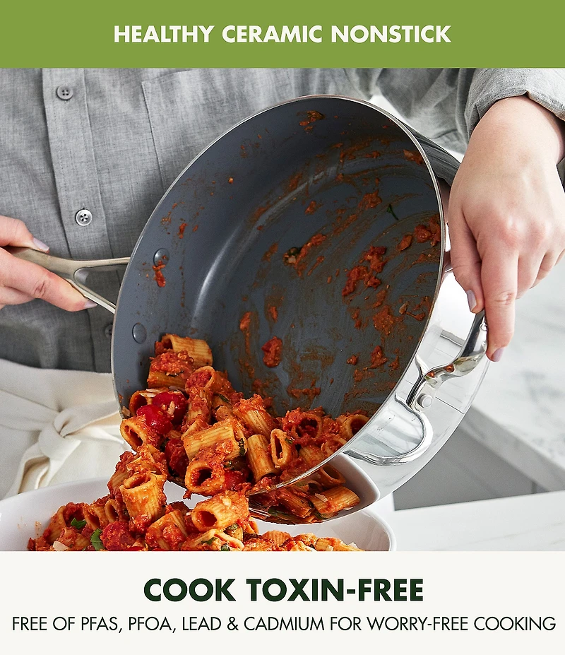 GreenPan Valencia Pro Stainless Steel Saute Pan with Lid, 5 Qt.