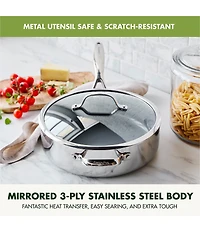 GreenPan Valencia Pro Stainless Steel Saute Pan with Lid, 5 Qt.