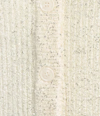 Greige Allover Sequin Crew Neck Long Sleeve Button-Front Sweater Cardigan