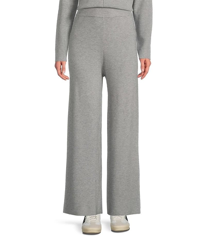 Greige Coordinating Ribbed Knit Straight Leg Pull-On Sweater Pants