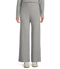 Greige Coordinating Ribbed Knit Straight Leg Pull-On Sweater Pants
