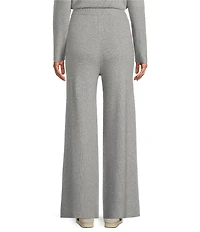 Greige Coordinating Ribbed Knit Straight Leg Pull-On Sweater Pants