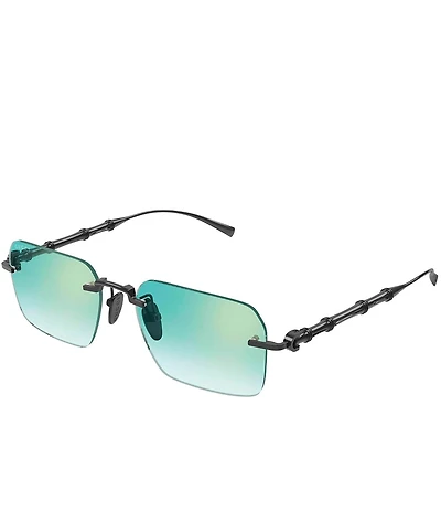 Gucci Men's Bamboo Metal 56mm Mirrored Rectangle Sunglasses