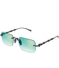 Gucci Men's Bamboo Metal 56mm Mirrored Rectangle Sunglasses