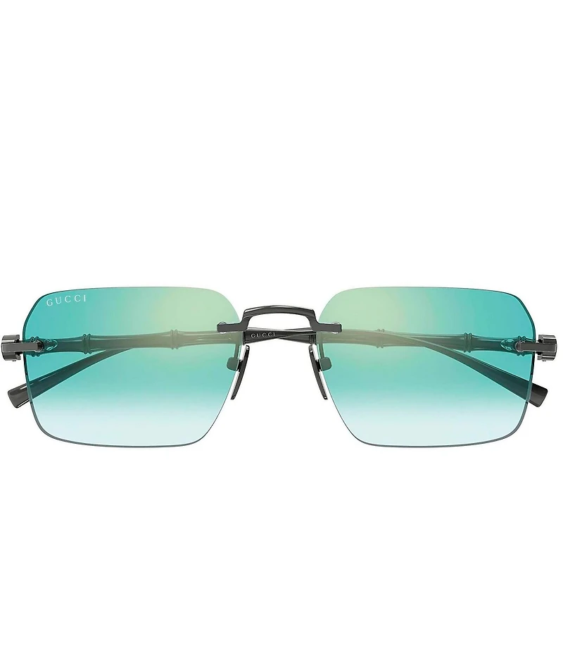 Gucci Men's Bamboo Metal 56mm Mirrored Rectangle Sunglasses