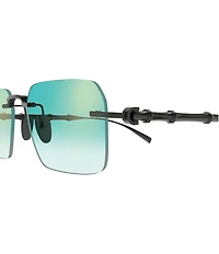 Gucci Men's Bamboo Metal 56mm Mirrored Rectangle Sunglasses