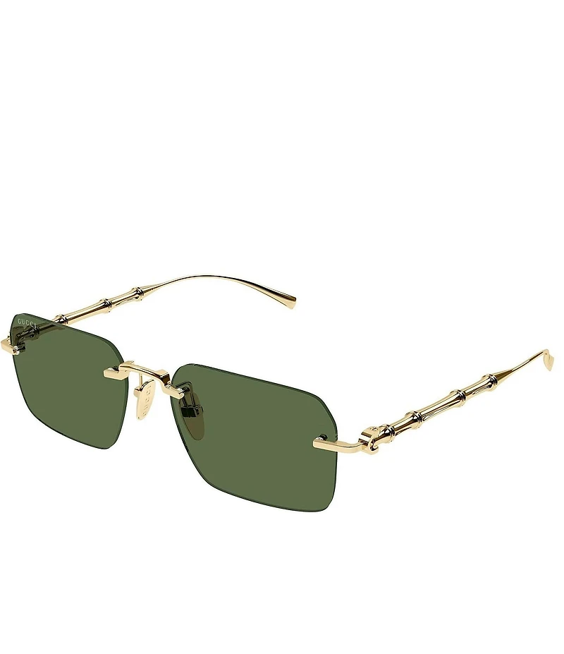 Gucci Men's Bamboo Metal 56mm Rectangle Sunglasses