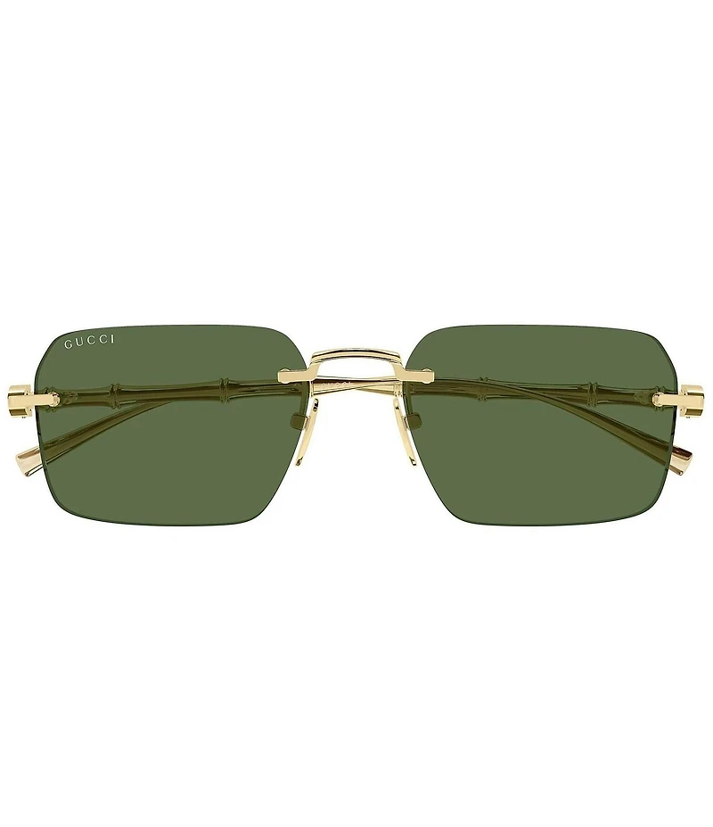 Gucci Men's Bamboo Metal 56mm Rectangle Sunglasses