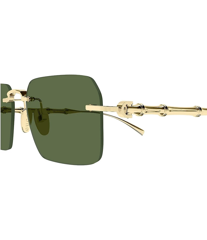 Gucci Men's Bamboo Metal 56mm Rectangle Sunglasses