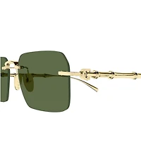 Gucci Men's Bamboo Metal 56mm Rectangle Sunglasses