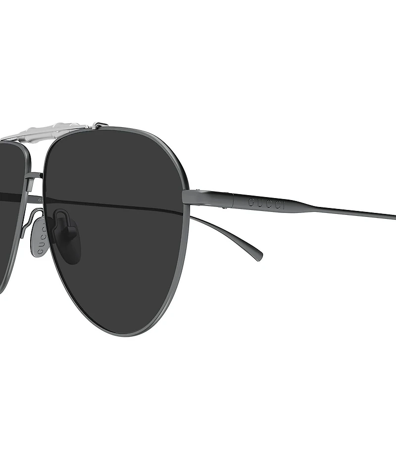 Gucci Men's Bamboo Metal 60mm Aviator Sunglasses