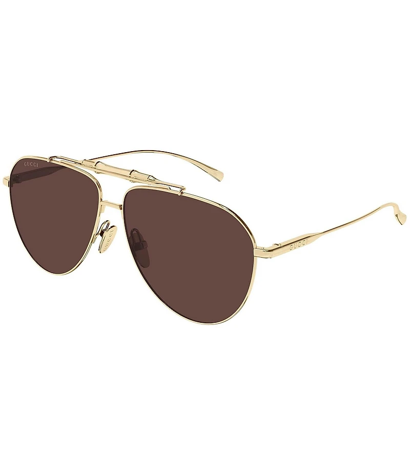 Gucci Men's Bamboo Metal 60mm Aviator Sunglasses