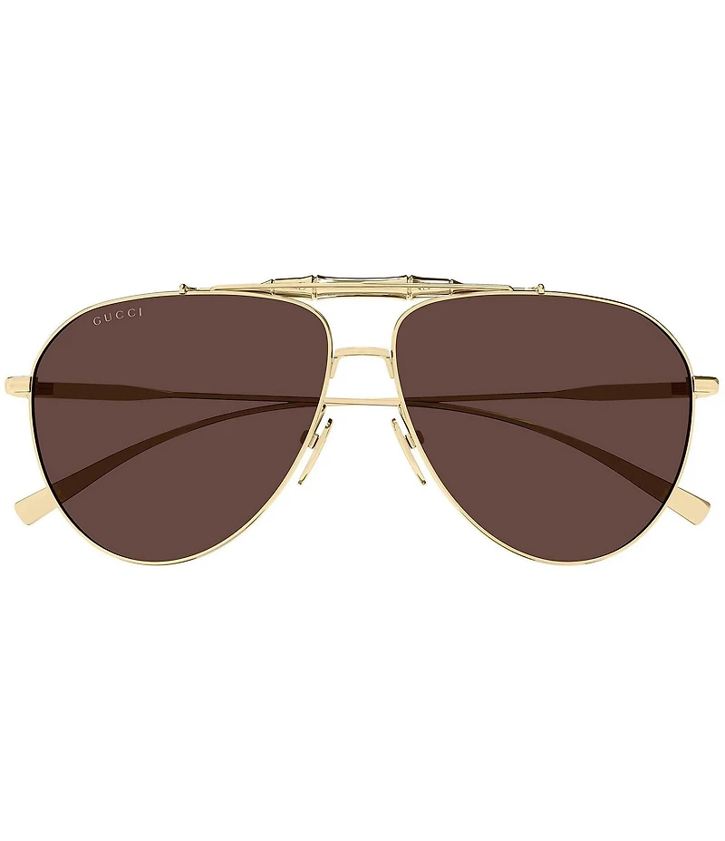 Gucci Men's Bamboo Metal 60mm Aviator Sunglasses