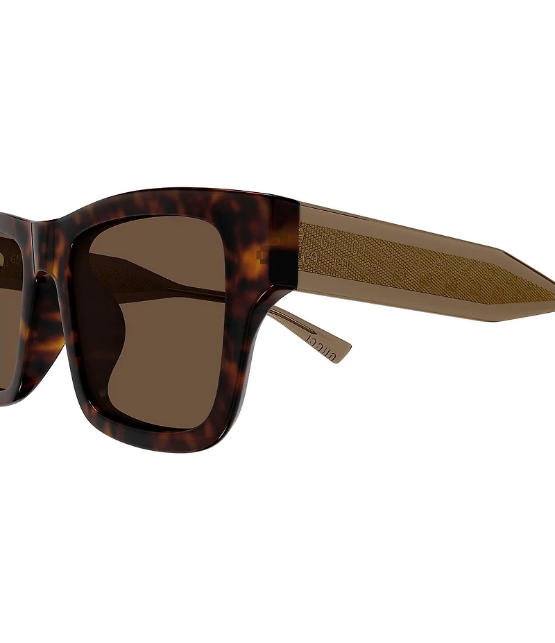 Gucci Men's G Monogram Wirecore 52mm Square Sunglasses