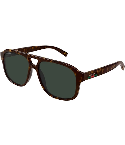 Gucci Men's Gucci Lines 57mm Havana Navigator Sunglasses