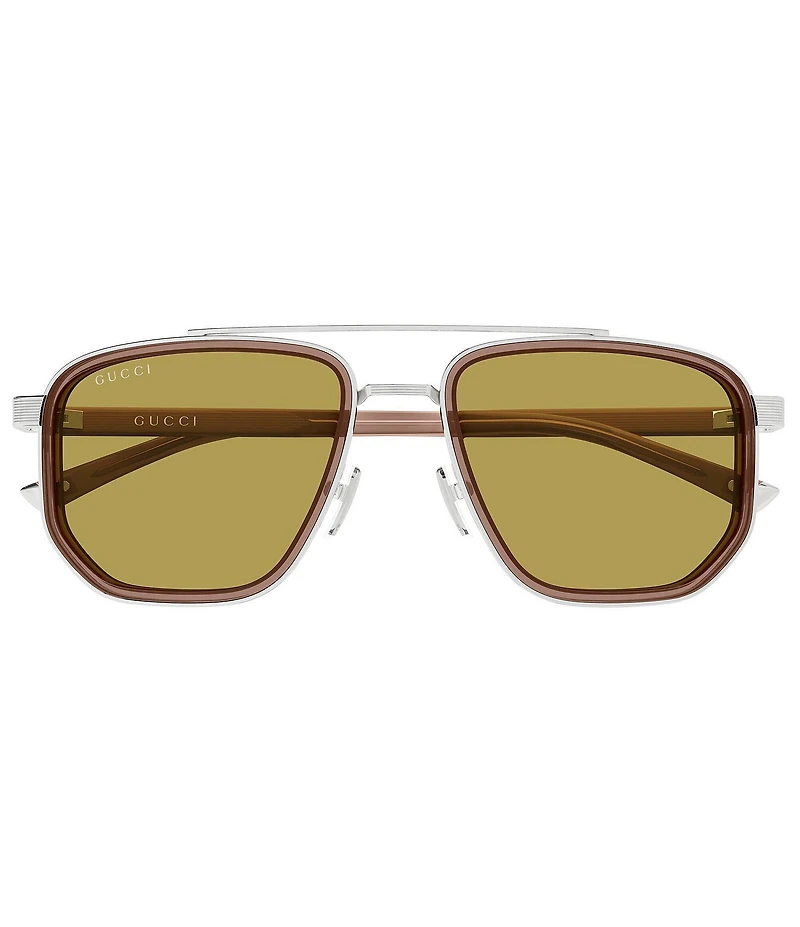 Gucci Men's Lettering Noble Tip 55mm Navigator Sunglasses