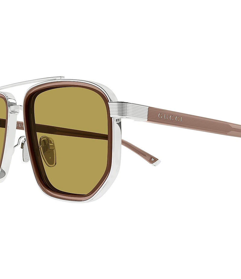 Gucci Men's Lettering Noble Tip 55mm Navigator Sunglasses
