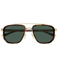 Gucci Men's Lettering Noble Tip 55mm Navigator Sunglasses