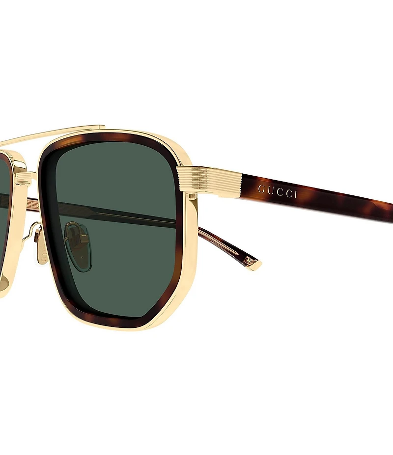 Gucci Men's Lettering Noble Tip 55mm Navigator Sunglasses