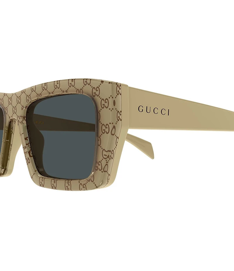 Gucci Men's Lettering Rowcut Monogram 54mm Rectangle Sunglasses