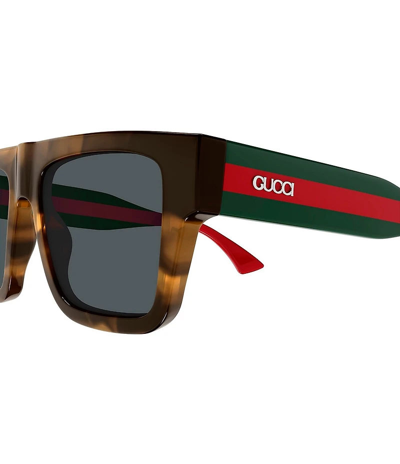 Gucci Men's New Pop Web 53mm Havana Square Sunglasses
