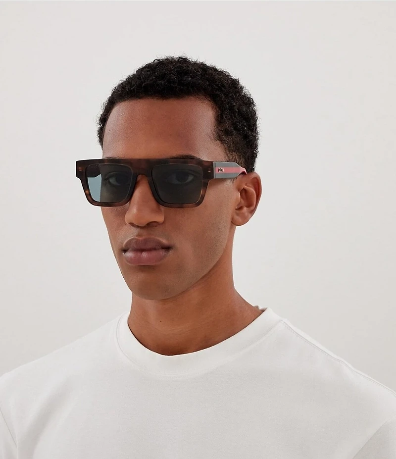 Gucci Men's New Pop Web 53mm Havana Square Sunglasses