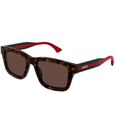 Gucci Men's New Pop Web Tortoise 53mm Square Sunglasses
