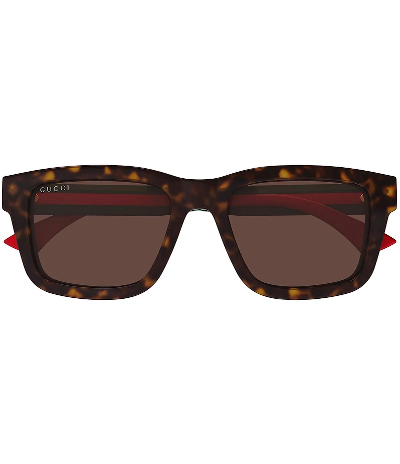 Gucci Men's New Pop Web Tortoise 53mm Square Sunglasses