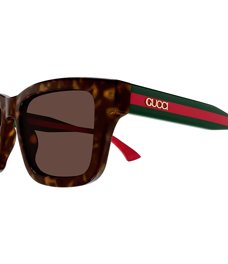 Gucci Men's New Pop Web Tortoise 53mm Square Sunglasses