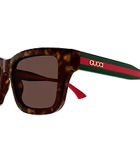 Gucci Men's New Pop Web Tortoise 53mm Square Sunglasses