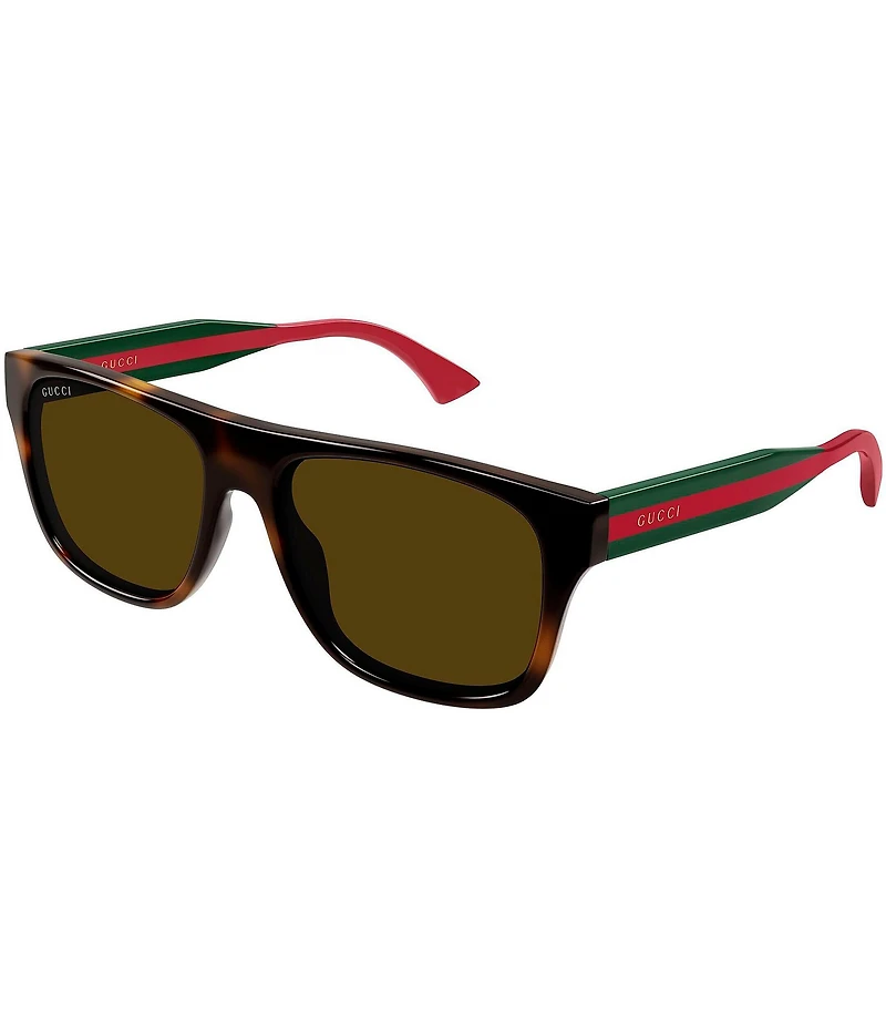 Gucci Men's New Pop Web 56mm Rectangle Sunglasses