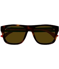 Gucci Men's New Pop Web 56mm Rectangle Sunglasses