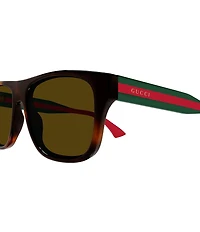 Gucci Men's New Pop Web 56mm Rectangle Sunglasses