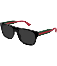 Gucci Men's New Pop Web 56mm Rectangle Sunglasses