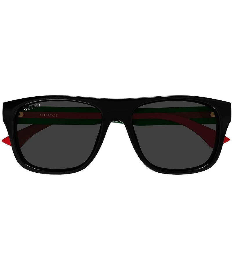 Gucci Men's New Pop Web 56mm Rectangle Sunglasses