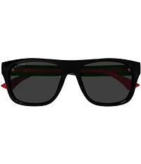 Gucci Men's New Pop Web 56mm Rectangle Sunglasses