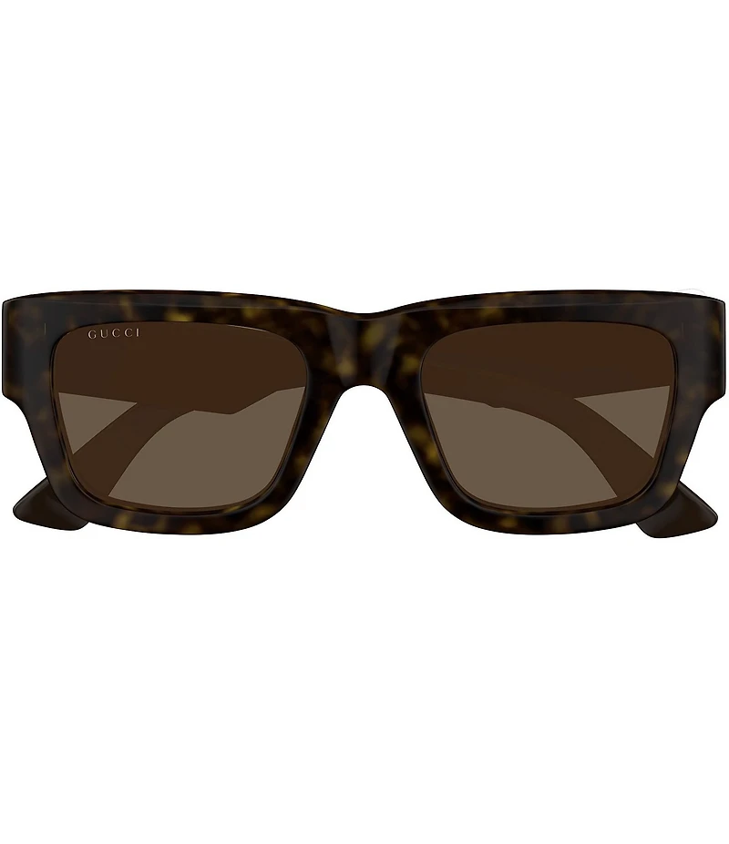 Gucci Men's Oblique 52mm Havana Square Sunglasses