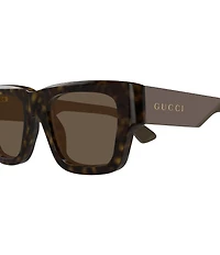 Gucci Men's Oblique 52mm Havana Square Sunglasses