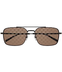 Gucci Men's Petite GG 58mm Navigator Logo Lens Sunglasses