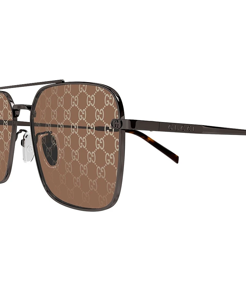 Gucci Men's Petite GG 58mm Navigator Logo Lens Sunglasses