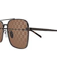 Gucci Men's Petite GG 58mm Navigator Logo Lens Sunglasses