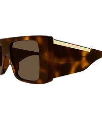 Gucci Men's Subtle Web 50mm Havana Square Sunglasses