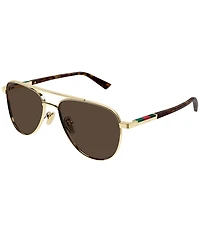 Gucci Men's Subtle Web 56mm Aviator Sunglasses